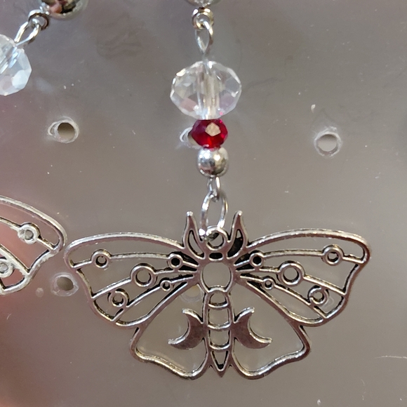 Handcrafted Celestial Lunar Moth Earrings. Hypoallergenic 925 Posts. - Picture 4 of 4